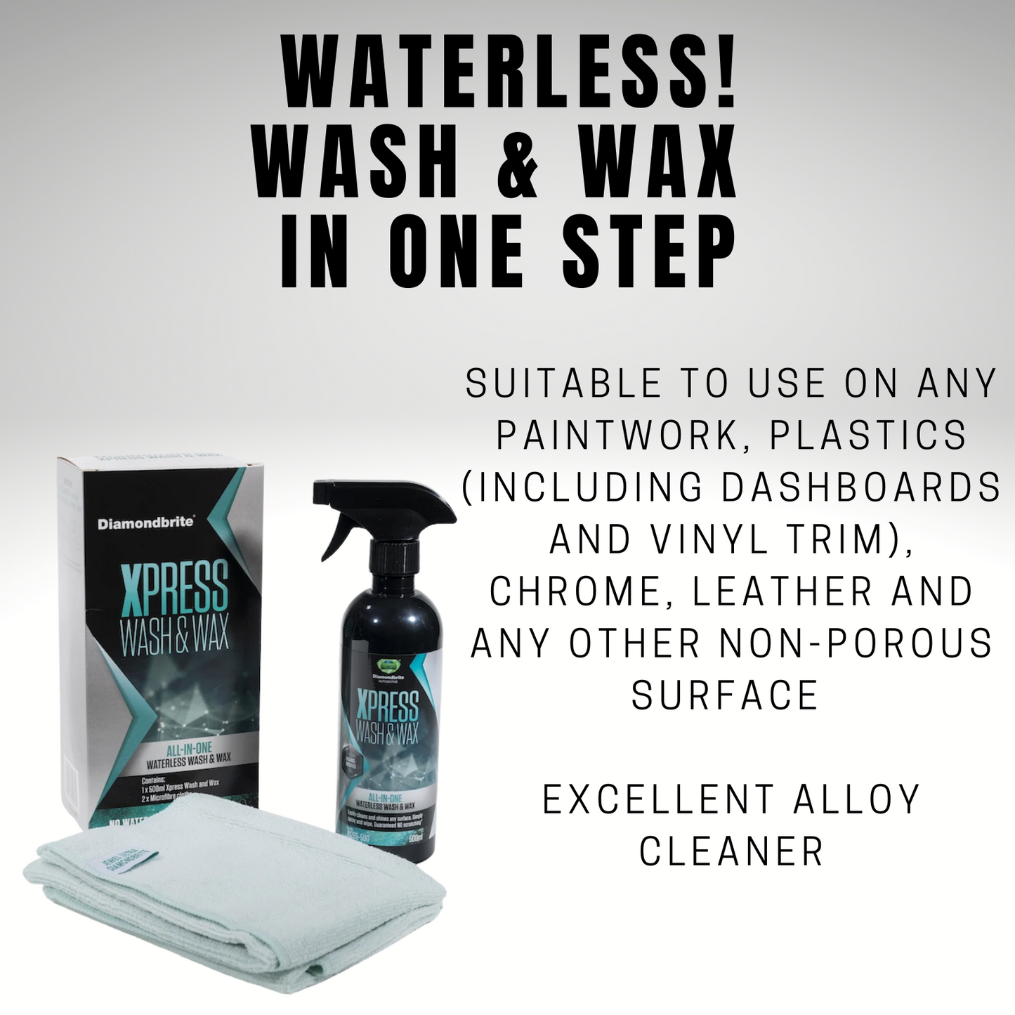 Mari Diamondbrite Waterless Wash and Wax Kit 500ml Spray + 2 Microfibre Cloths