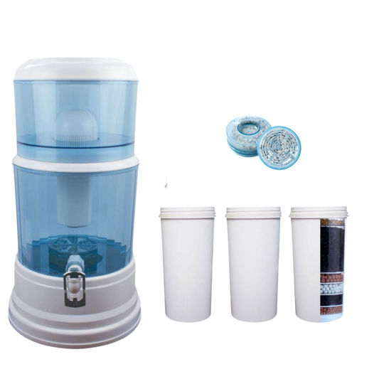 20L Water Dispenser Benchtop Purifier With 3 White Filters & Maifan Stone