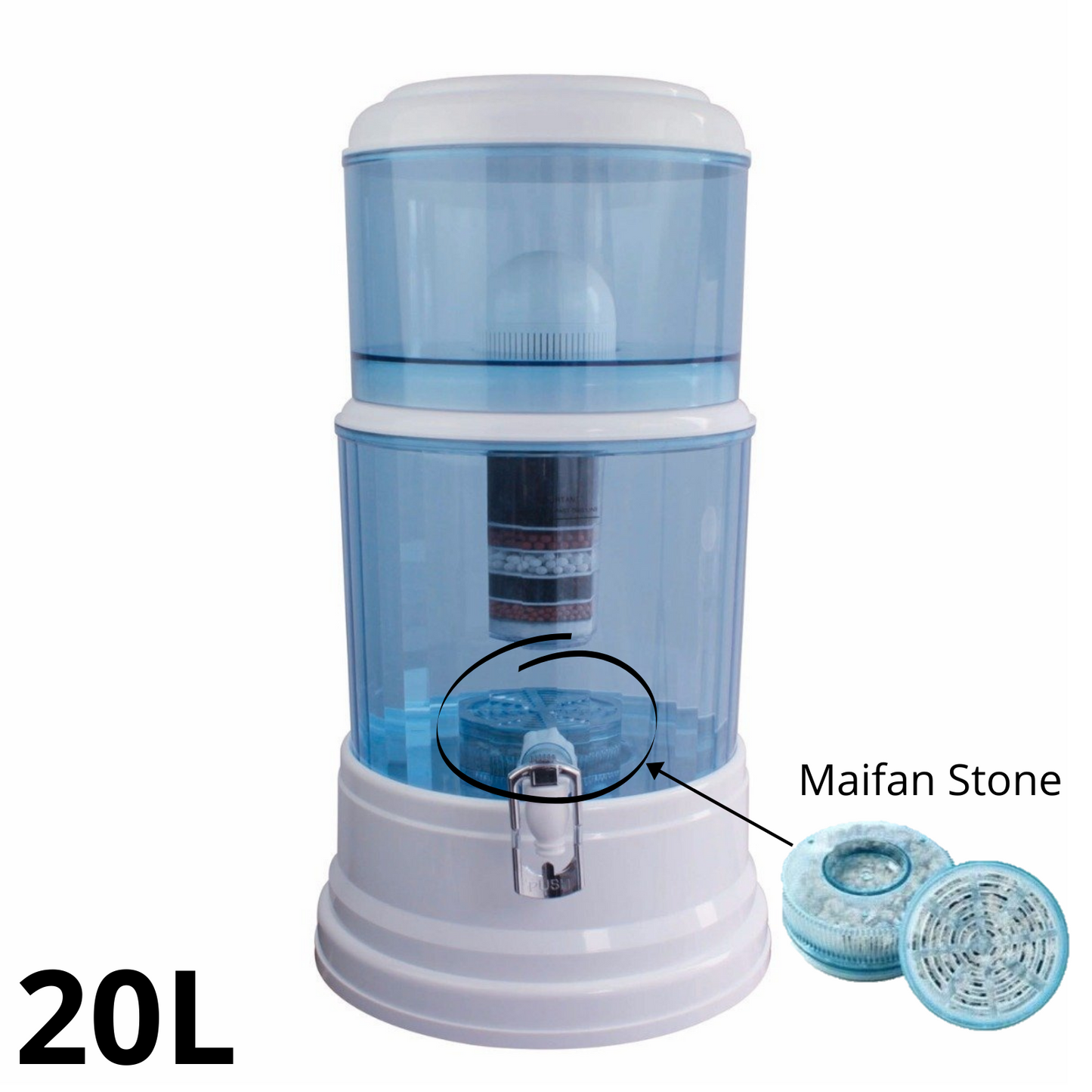 20L Water Dispenser Benchtop Purifier With 1 Fluoride Filter & Maifan Stone