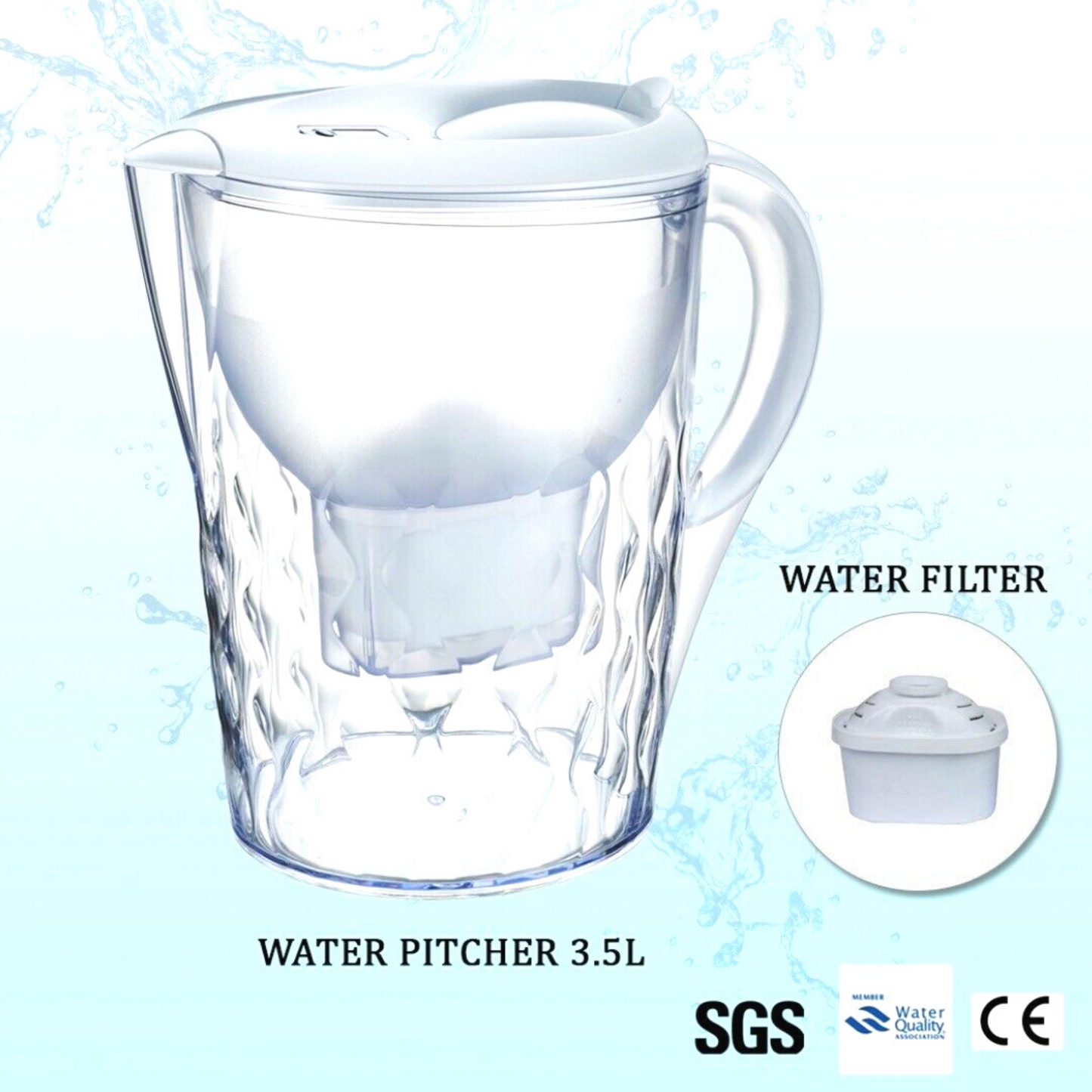 Water Filter Jug 3.5L Pitcher- White