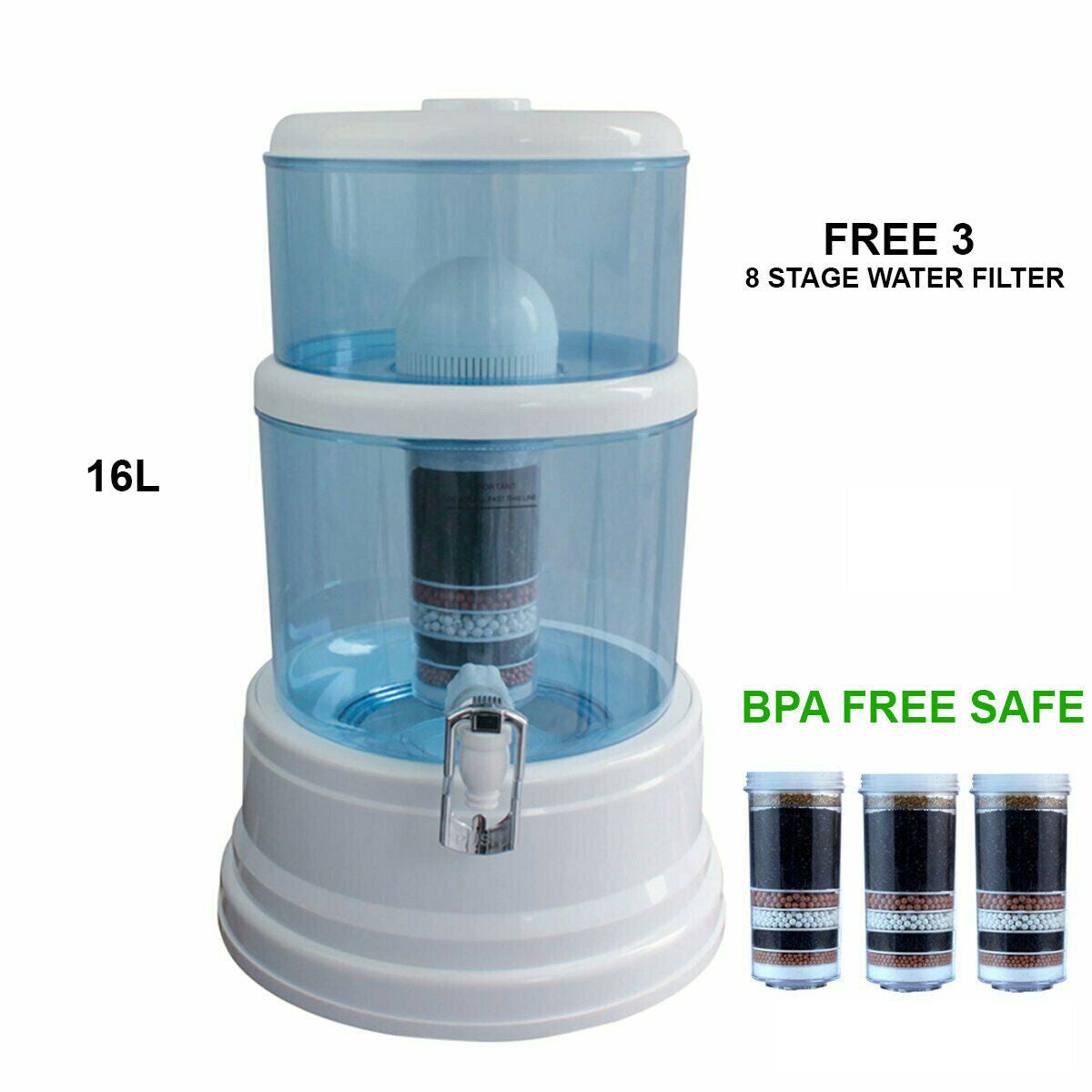 16L Water Dispenser Benchtop Purifier With 3 Filters